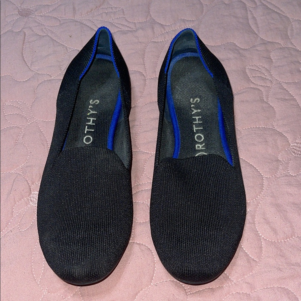 Rothy's Black Flats with Blue Trim Women’s Loafers